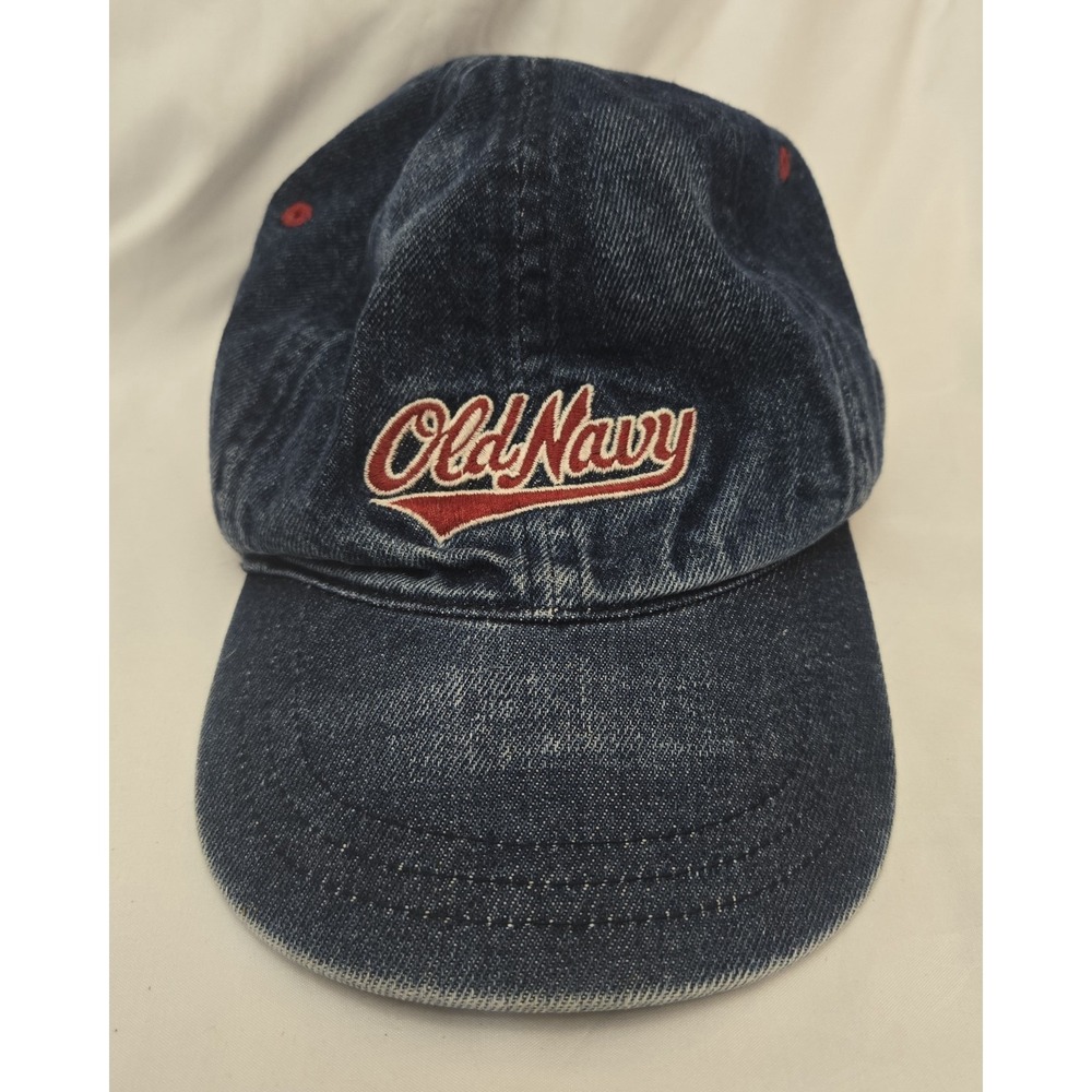 Toddler‎ Old Navy Hat Denim 4T- 5T Cap Elastic Back Red Retro Embroidered Logo